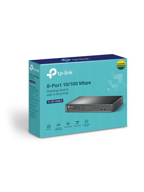 TP-LINK TL-SF1008LP switch No administrado Fast Ethernet (10 100) Negro Energía sobre Ethernet (PoE)