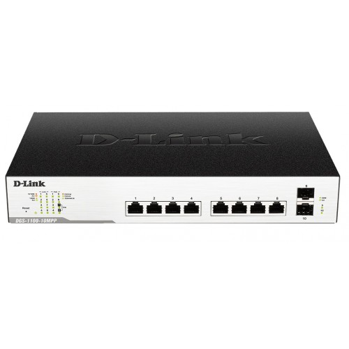 D-Link DGS-1100-10MP switch Gestionado L2 Gigabit Ethernet (10 100 1000) Energía sobre Ethernet (PoE) 1U Negro