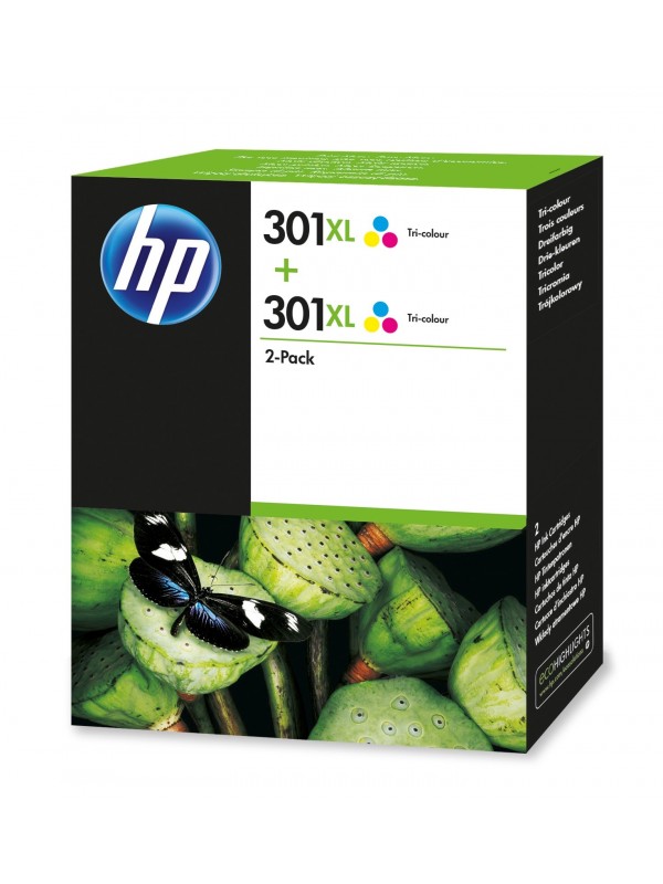 HP 301XL 2-pack Tri-color 2 pieza(s) Original Alto rendimiento (XL) Cian, Magenta, Amarillo