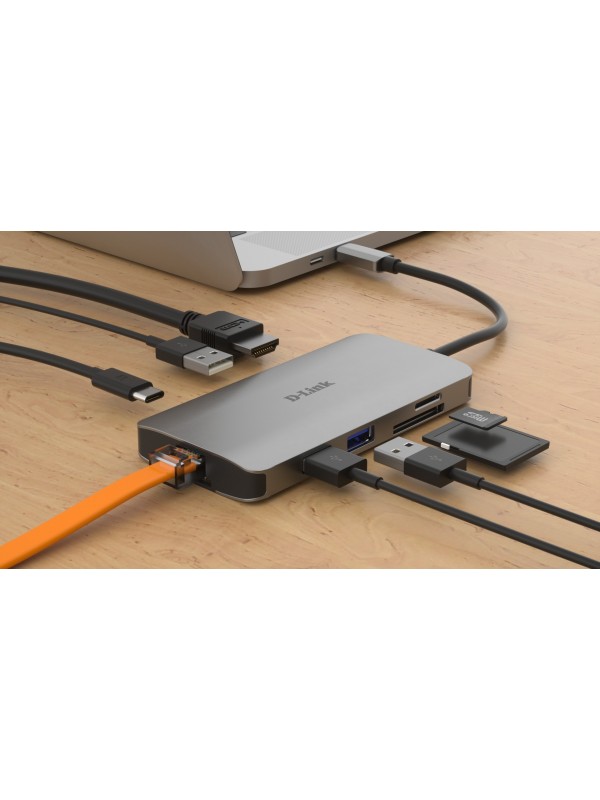 D-Link DUB-M810 base para portátil y replicador de puertos Alámbrico Thunderbolt 3 Plata