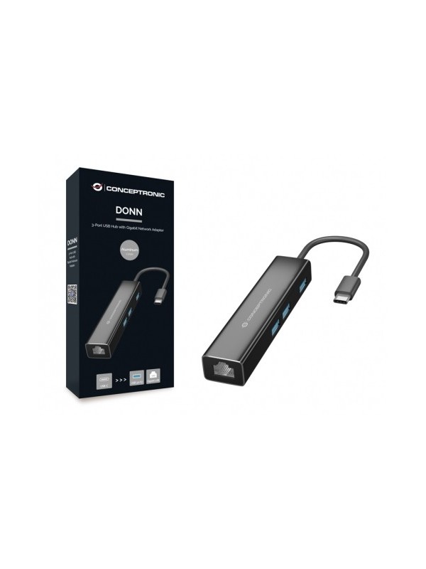 Conceptronic DONN07B hub de interfaz USB 3.2 Gen 1 (3.1 Gen 1) Type-C 5000 Mbit s Negro