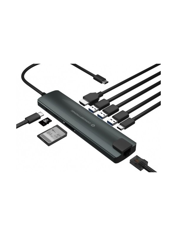 Conceptronic DONN06G hub de interfaz USB 3.2 Gen 1 (3.1 Gen 1) Type-C 5000 Mbit s Negro, Plata