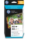 HP Paquete de ahorro 303 negro tricolor con 40 hojas 10 x 15 cm