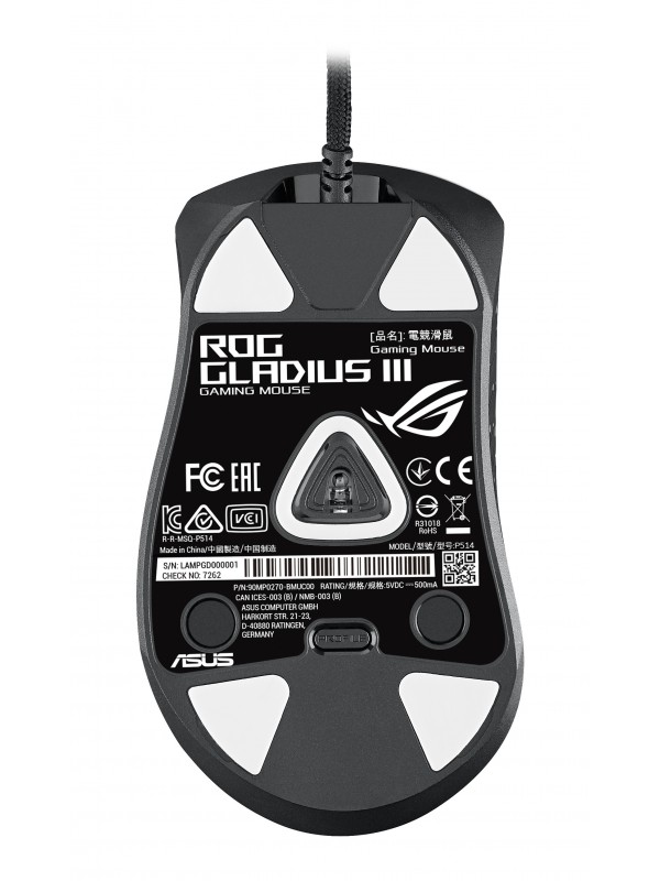 ASUS ROG Gladius III Wireless ratón mano derecha RF Wireless+Bluetooth+USB Type-A Óptico 19000 DPI